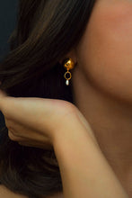 Load image into Gallery viewer, Circle Gold Plated Earrings With Pearl