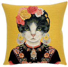 Load image into Gallery viewer, Frida Kahlo Pillow Cover - Cat Art - Kahlo Cat Decor: Cat no scarf