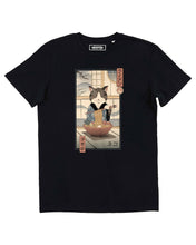 Load image into Gallery viewer, Neko Ramen Ukiyo-e T-shirt - Japanese graphic T-shirt: Black / XS
