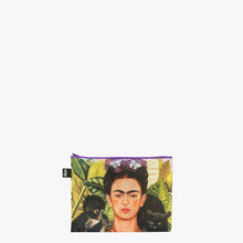 Load image into Gallery viewer, FRIDA KAHLO Self Portrait on the Borderline, Self Portrait With Hummingbird, The Frame Recycled Zip Pockets
