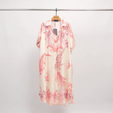 Load image into Gallery viewer, Satin dress with phoenix pattern KD9118VS: Navy Blue
