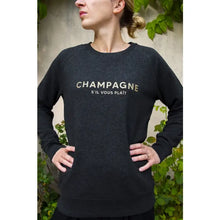 Load image into Gallery viewer, Women&#39;s Sweatshirt - Champagne Please - Glitter: L / Heather black
