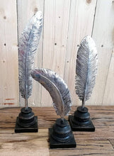 Load image into Gallery viewer, Feathers silver decoration statue polyresin set of 3
