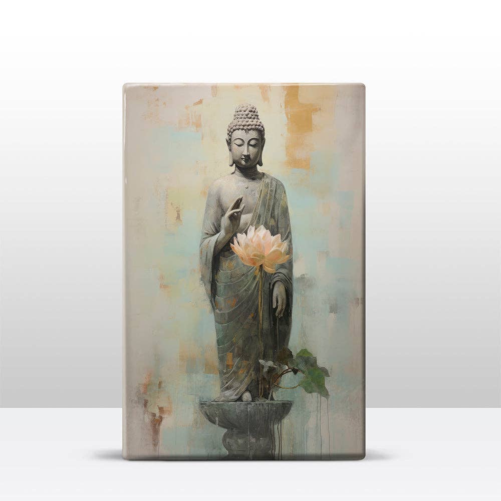 Buddha with flowers - Mini Laque print - 9.6 x 14.7 cm - LPS508