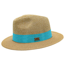 Load image into Gallery viewer, Summer Hat "Tavua" (Fedora): 82 brown/ocean / S-M
