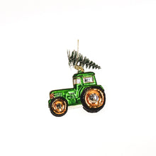 Load image into Gallery viewer, Xmas Hanger - Tractor - Glass - Green - 9x5x10cm
