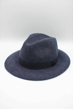 Load image into Gallery viewer, Heather Classic Wool Fedora Hat with Ribbon: Navy / 60
