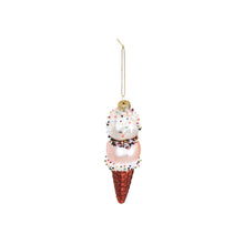 Load image into Gallery viewer, Xmas Hanger - Ice Cream - Glass - Pink/White - 5x14cm
