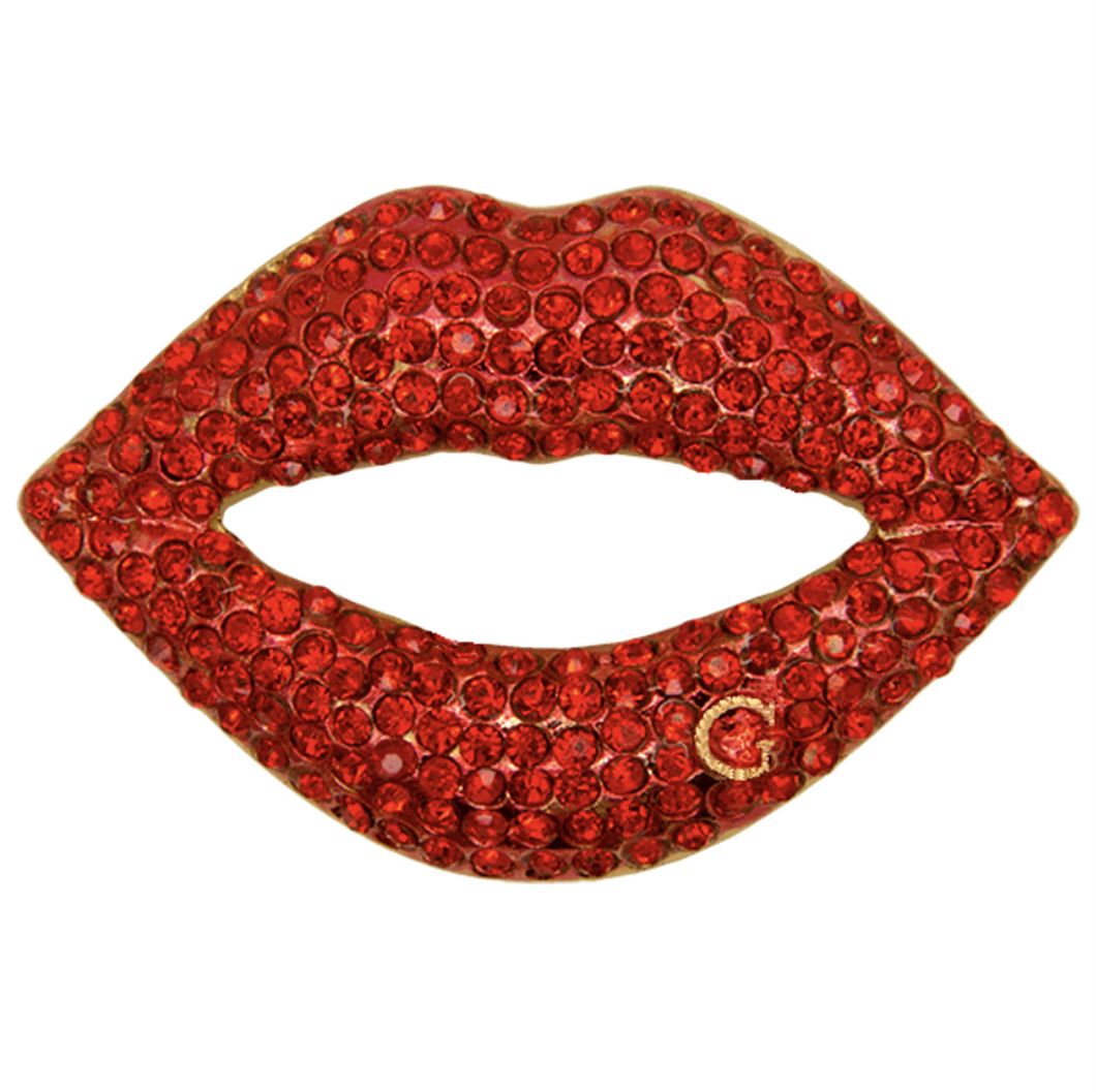 Rhinestone lips brooch red