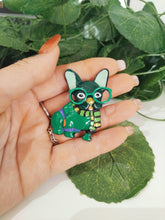 Load image into Gallery viewer, Artistic brooch "Dog with glasses"
