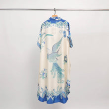 Load image into Gallery viewer, Satin dress with phoenix pattern KD9118VS: Navy Blue

