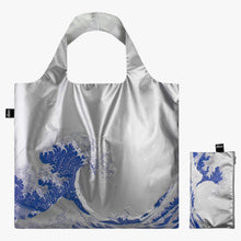 Load image into Gallery viewer, KATSUSHIKA HOKUSAI The Great Wave Silver Metallic Bag

