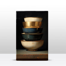 Load image into Gallery viewer, Stack of Gold - Blue bowls 2
