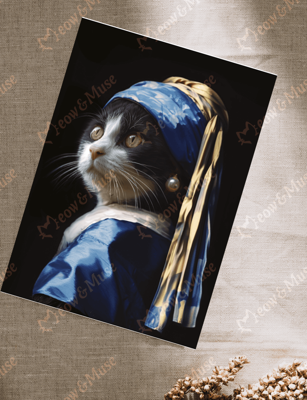 Postcard Vermeer Cat Tuxedo