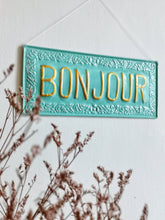 Load image into Gallery viewer, BONJOUR metal decorative plate: Blue
