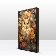 Load image into Gallery viewer, Orange Owl with flowers - Laqueprint - 19.5 x 30 cm - LP343
