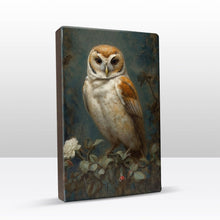 Load image into Gallery viewer, Laqueprint owl with white roses - hand-lacquered - 19.5 x 30 cm - LP395
