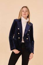 Load image into Gallery viewer, Double-breasted velvet blazer jacket with gold buttons - V1721N: 1S-1M-1L-1XL / Green
