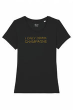 Load image into Gallery viewer, Women&#39;s T-shirt - I Only Drink Champagne - Glitter: XS / White
