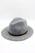 Load image into Gallery viewer, Heather Wool Fedora Hat with Belt: 57 / Khaki

