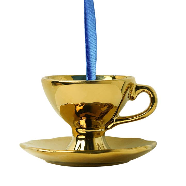 Christmas ornament teacup gold