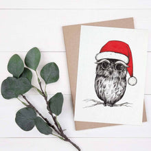 Load image into Gallery viewer, postcard [bamboo paper] - Christmas owl
