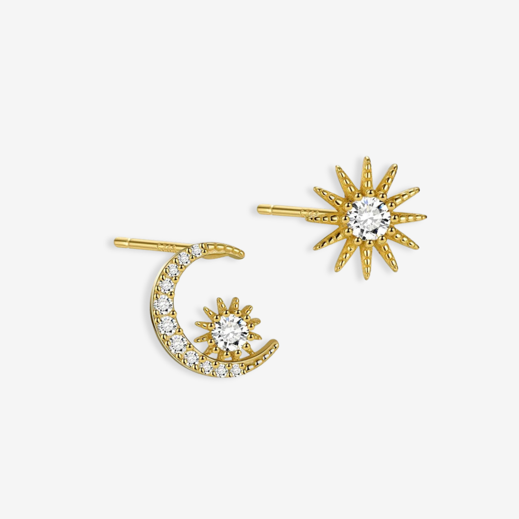 Sun Moon Star Stud: Gold