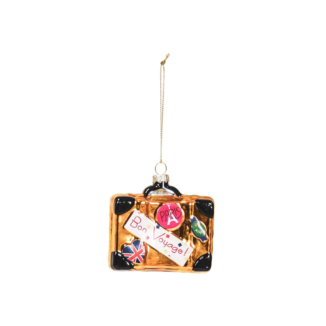 Xmas Hanger - Suitcase - Glass - Gold - 8,5x3,5x8cm