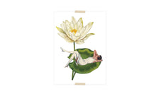 Load image into Gallery viewer, Postcard collage little lady lying on water lily
