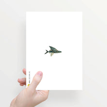 Load image into Gallery viewer, Double folded greeting card with envelope for a lady flying fish
