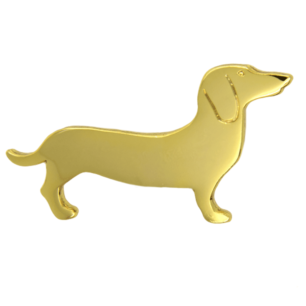 Sausage dog pin gold l