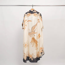 Load image into Gallery viewer, Satin dress with phoenix pattern KD9118VS: Navy Blue
