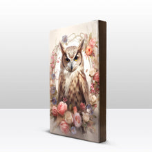 Load image into Gallery viewer, Owl in flower wreath - Laque print - 19.5 x 30 cm - LP344
