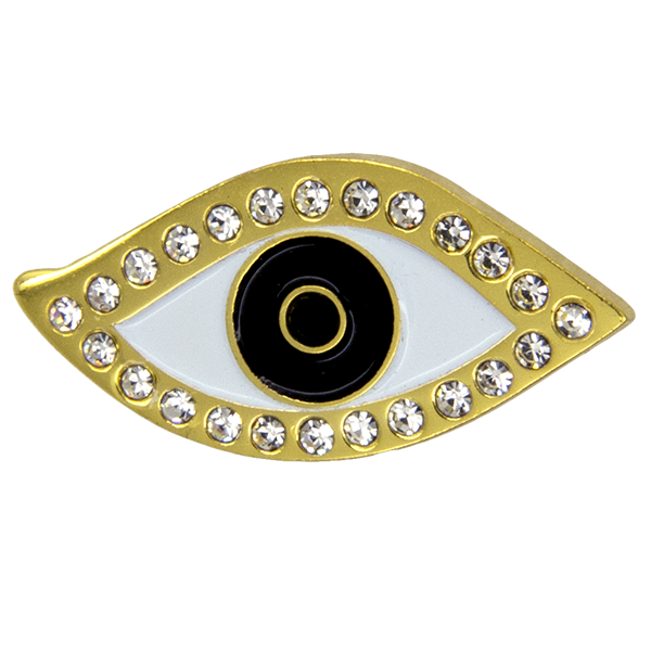 Rhinestone eye pin gold