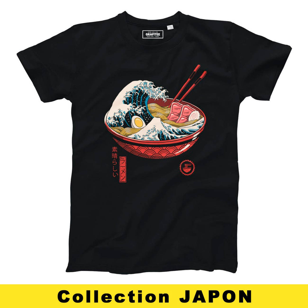 Great Ramen Wave Tee - Manga Graphic Tee: M