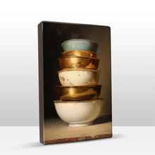 Load image into Gallery viewer, Stack of Gold - White bowls 2
