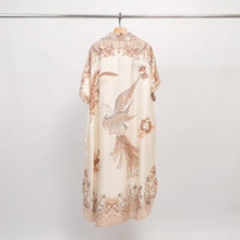 Load image into Gallery viewer, Satin dress with phoenix pattern KD9118VS: Navy Blue

