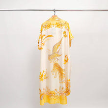 Load image into Gallery viewer, Satin dress with phoenix pattern KD9118VS: Navy Blue
