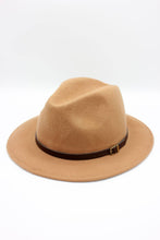 Load image into Gallery viewer, Classic Wool Fedora Hat with Belt: 57 / Brown
