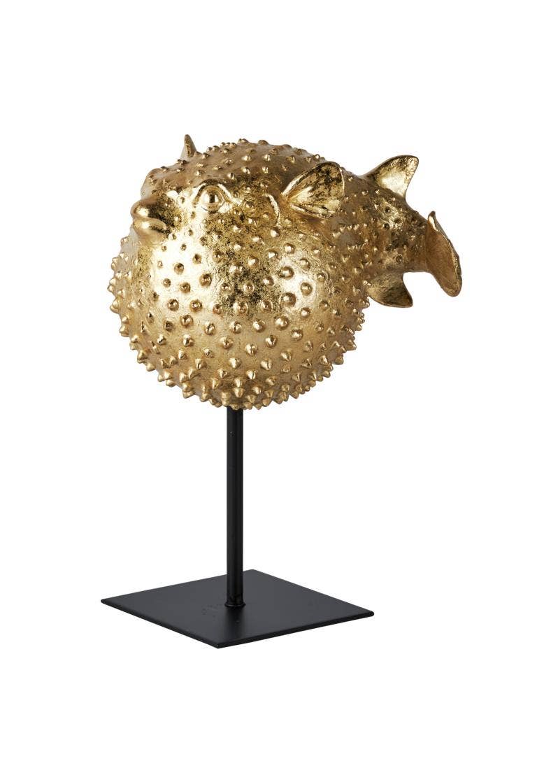 Puffer fish figure decoration gold 23.5 cm