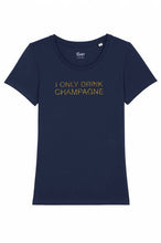 Load image into Gallery viewer, Women&#39;s T-shirt - I Only Drink Champagne - Glitter: XS / White
