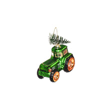 Load image into Gallery viewer, Xmas Hanger - Tractor - Glass - Green - 9x5x10cm
