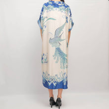 Load image into Gallery viewer, Satin dress with phoenix pattern KD9118VS: Navy Blue
