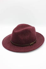 Load image into Gallery viewer, Heather Wool Fedora Hat with Belt: 58 / Khaki
