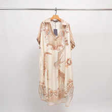 Load image into Gallery viewer, Satin dress with phoenix pattern KD9118VS: Navy Blue
