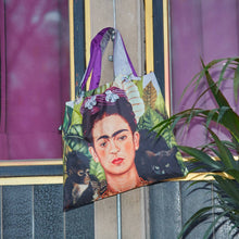 Load image into Gallery viewer, FRIDA KAHLO Self Portrait with Hummingbird Recycled Bag
