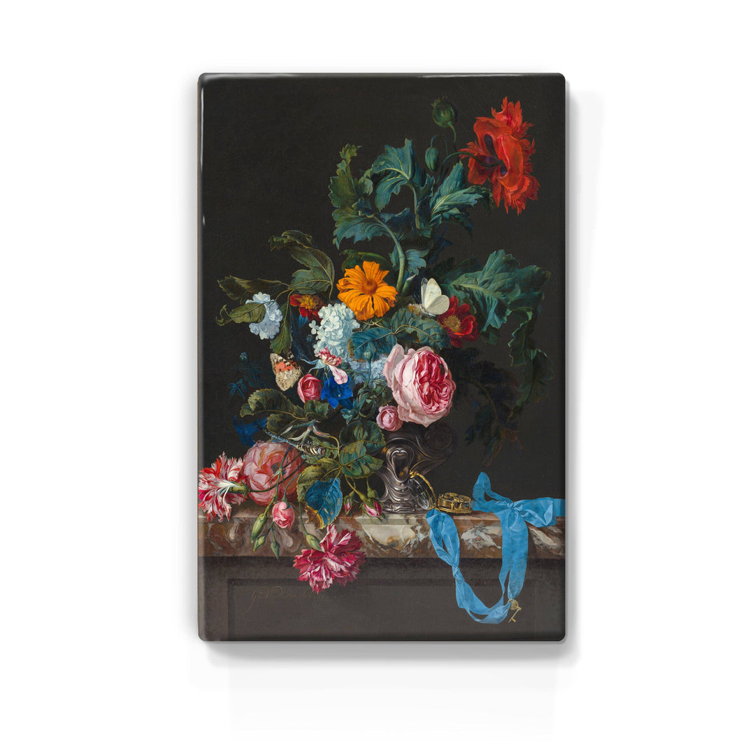 Laqueprint - Flower still life with watch - Willem van Aelst - 19.5 x 30 cm - LP061