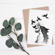 Load image into Gallery viewer, Postcard [bamboo paper] - fox and birds
