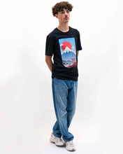 Load image into Gallery viewer, Mount Fuji Ikigai T-shirt - Japanese artistic t-shirt: Black / Organic, Plastic-free, Vegan / XXXL

