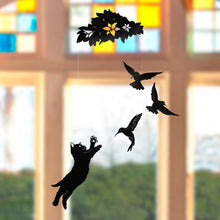 Load image into Gallery viewer, Decorative hanging mobile - Kitten and hummingbirds
